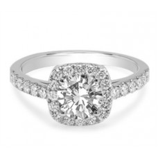 Modern Round Diamond Single Halo Ring