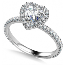 Heart Shaped Diamond Single Halo Shoulder Set Ring