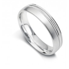 5mm Court Shape Satin With Two Offset Millgrain Lines