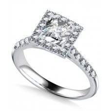 Corner Claw Princess Diamond Single Halo Ring