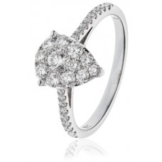 Modern Pear Shaped Round Diamond Cluster Ring