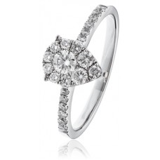 Modern Pear Shaped Round Diamond Cluster Ring