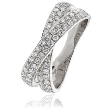 Elegant Round Diamond Cross Over Dress Ring