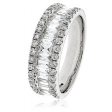 1.50ct Vs/ef Round & Baguette Diamond Ring