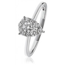 Modern Pear Shaped Round Diamond Cluster Ring