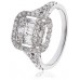 Modern Round And Baguette Diamond Halo Cluster Ring