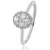 Modern Oval Shaped Round Diamond Cluster Halo Ring