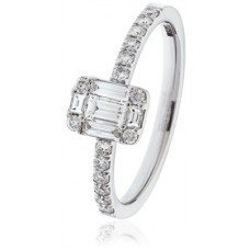 Modern Round And Baguette Diamond Ring