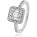Modern Round And Baguette Diamond Cluster Ring