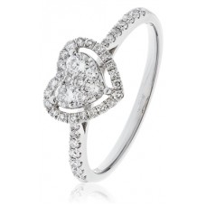 Modern Heart Shaped Round Diamond Cluster Ring