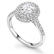 Oval Diamond Double Halo Shoulder Set Ring