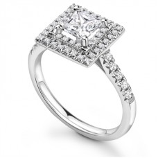 Princess Diamond Double Halo Shoulder Set Ring