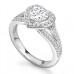 Heart Diamond Single Halo Shoulder Set Ring