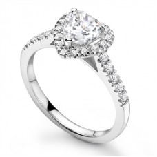 Heart Shaped Diamond Single Halo Shoulder Set Ring