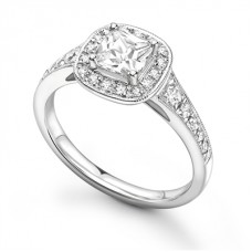 Cushion Diamond Designer Halo Shoulder Set Ring