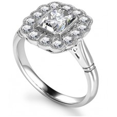 Emerald Diamond  Milgrain Set Designer Ring