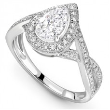 Pear Diamond Single Halo Infinity Style Ring