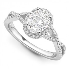 Oval Diamond Single Halo Infinity Style Ring