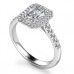 Emerald Diamond Double Halo Shoulder Set Ring