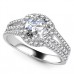 Round Diamond Single Halo Triple Row Shoulder Set Ring