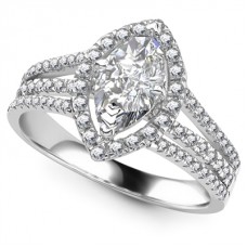 Marquise Diamond Single Halo Triple Row Shoulder Set Ring