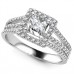 Princess Diamond Single Halo Triple Row Shoulder Set Ring