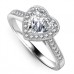 Heart Shaped Diamond Single Halo Shoulder Set Ring