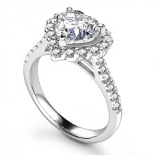Heart Shaped Diamond Single Halo Shoulder Set Ring
