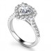 Heart Shaped Diamond Single Halo Shoulder Set Ring