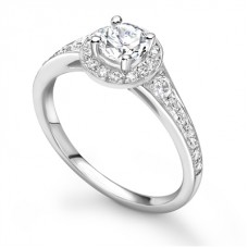 Modern Round Diamond Single Halo Ring