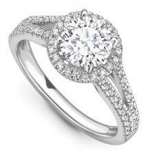 Unique Round Diamond Halo Shoulder Set Ring