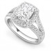 Long Cushion Diamond Single Halo Split Shoulder Set Ring
