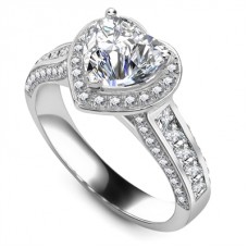 Heart Diamond Single Halo Shoulder Set Ring