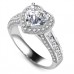 Heart Diamond Single Halo Shoulder Set Ring