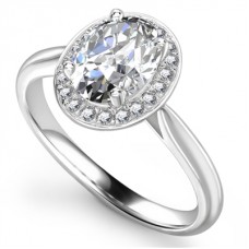 Oval Diamond Single Halo Ring
