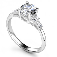 Modern Round & Baguette Diamond Designer Ring