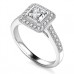 Asscher Diamond Single Halo Shoulder Set Ring
