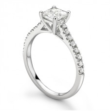 Cushion Diamond Shoulder Set Ring