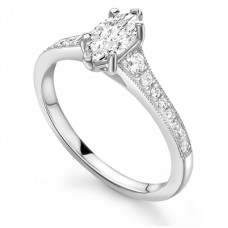 Marquise Diamond Milgrain Shoulder Set Ring