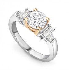 Modern Round & Baguette Diamond Designer Ring