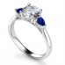 Round Diamond & Blue Sapphire Trilogy Ring