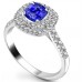 Cushion Blue Sapphire & Diamond Halo Ring