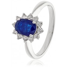 1.33ct Vs/ef Oval Blue Sapphire & Diamond Ring