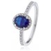 Blue Sapphire & Diamond Halo Ring