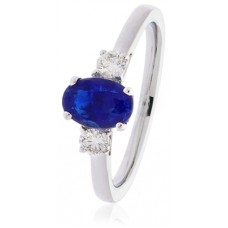Blue Sapphire & Diamond Trilogy Ring