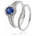 Blue Sapphire & Diamond Bridal Set Ring