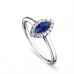 Marquise Blue Sapphire & Diamond Halo Ring
