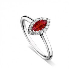 Marquise Ruby & Diamond Halo Ring