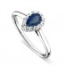 Pear Blue Sapphire & Diamond Halo Ring