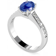 Oval Blue Sapphire & Diamond Halo Ring